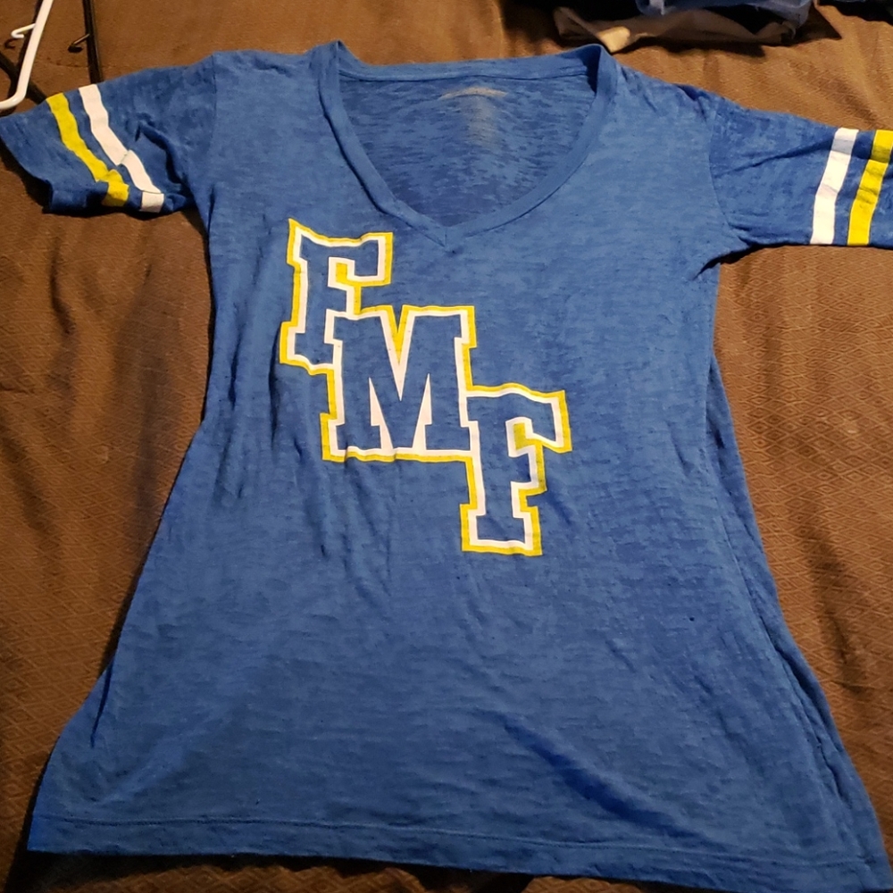 Short sleeve blue FMF burnout top